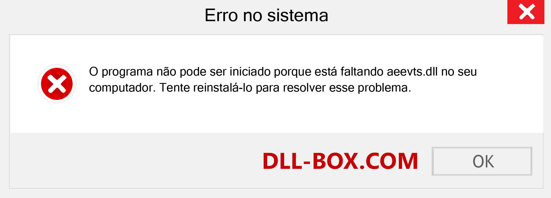 Arquivo aeevts.dll ausente ?. Download para Windows 7, 8, 10 - Correção de erro ausente aeevts dll no Windows, fotos, imagens